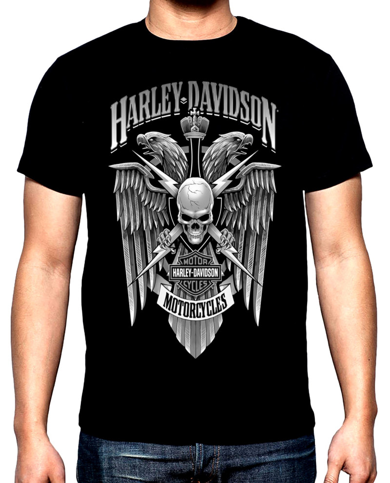 T-SHIRTS Harley Davidson, eagles and skull, men's  t-shirt, 100% cotton, S to 5XL